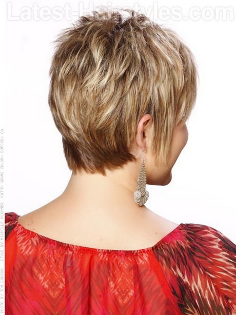 Short Blonde Pixie Wispy Short Hairstyle For Older Women Back View ...