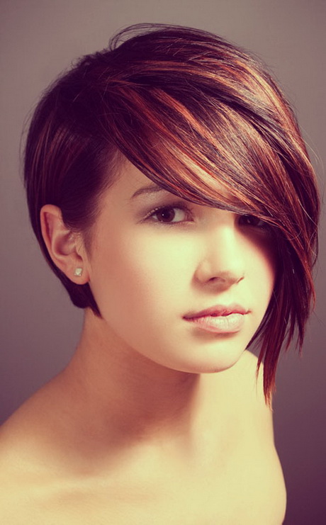 ... Short haircut ideas with color. Dark red brunette hair color tone is