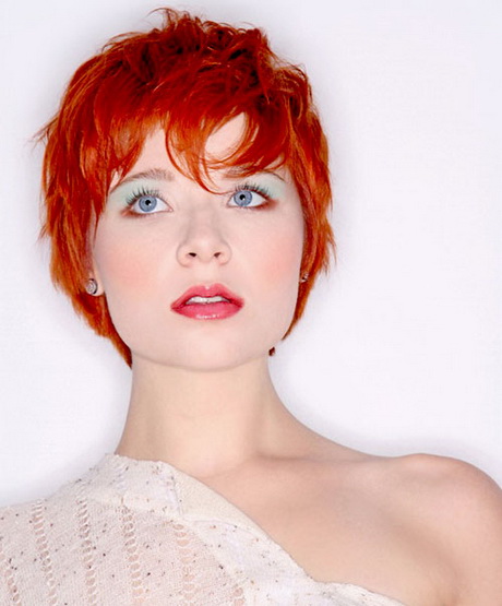 ... Red hair pixie cut. Short hair fully dye in blue color looks amazing