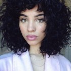 Natural curly hair with bangs