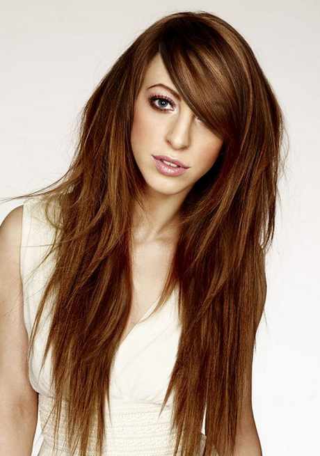 Long layered haircut with side swept bangs  Style and Beauty